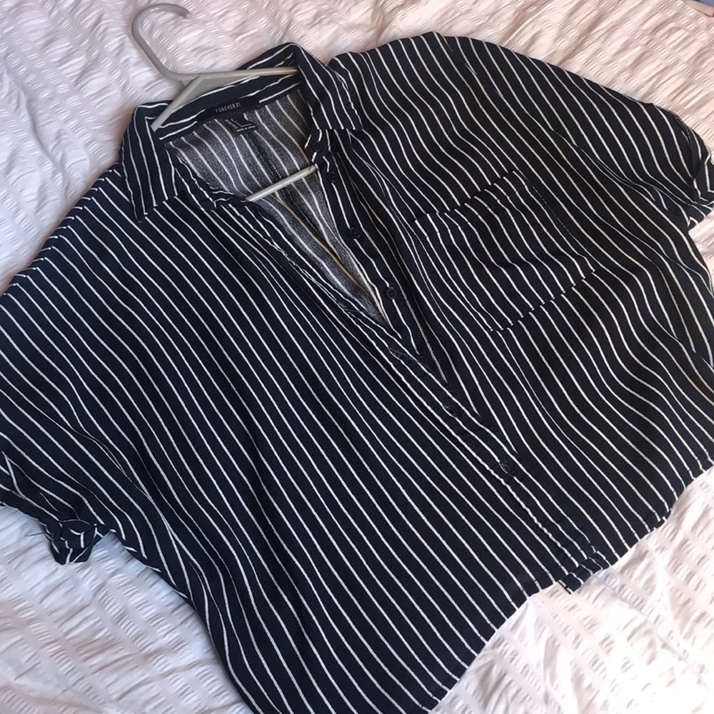 Cute flare button up crop top